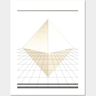 White and Gold Pyramid Grid Posters and Art